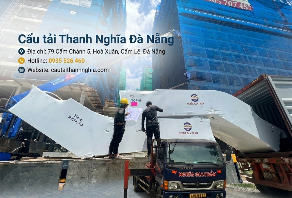 Hình ảnh Cẩu Tải Thanh Nghĩa đang làm việc tại công trình
